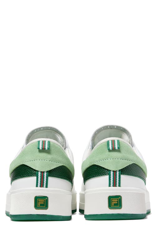 Shop Fila Sanati Low Top Sneaker In White/amazon/quiet Green