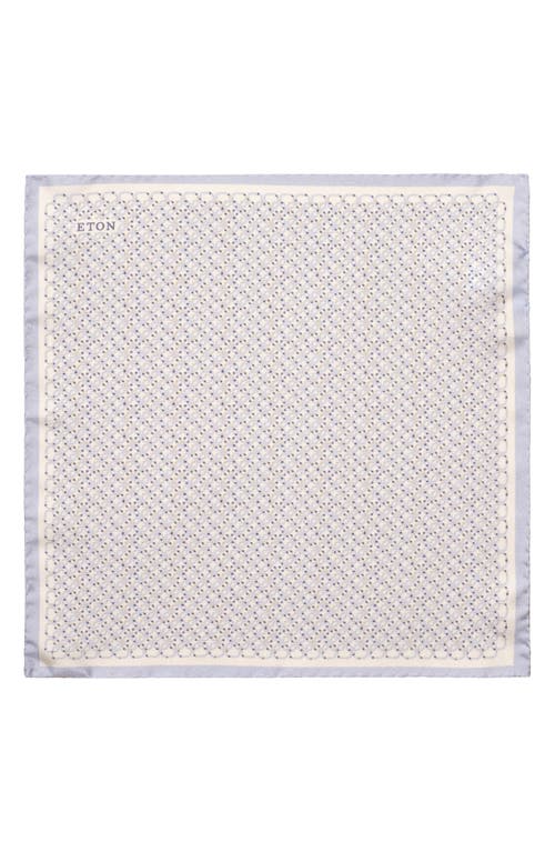 Shop Eton Link Print Silk Pocket Square In Lt/pastel Blue