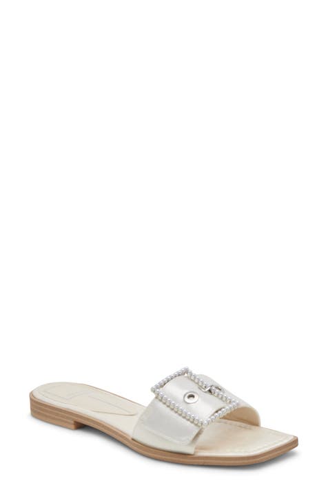 Ivar Faux Pearl Buckle Slide Sandal (Women)