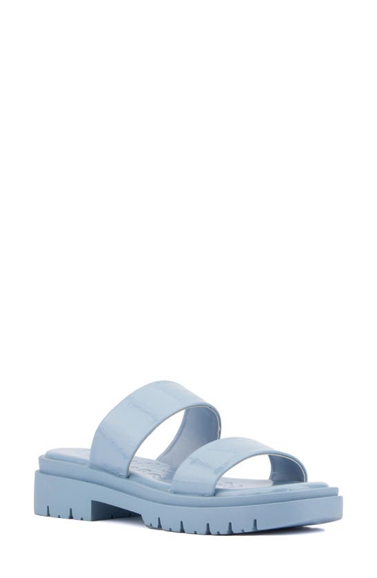 Shop Olivia Miller Tempting Platform Slide Sandal In Dusty Blue