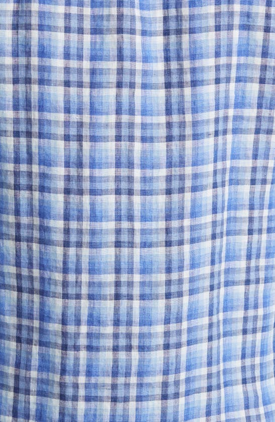Shop Peter Millar Bella Vue Linen Button-up Sport Shirt In Blue Pearl