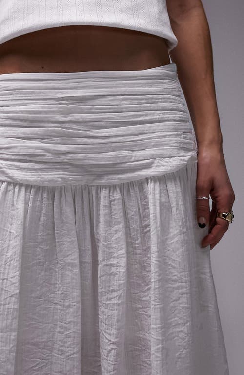 Shop Topshop Ruched Waist Maxi Skirt In White