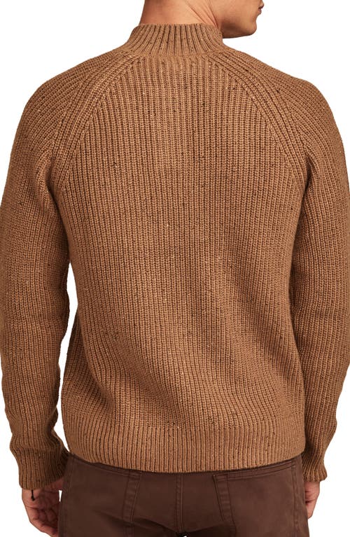 Shop Lucky Brand Nep Half Button Sweater In Camel