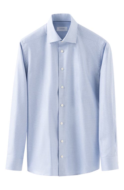 Shop Eton Slim Fit Microcheck King Cotton Dress Shirt In Light Pastel Blue