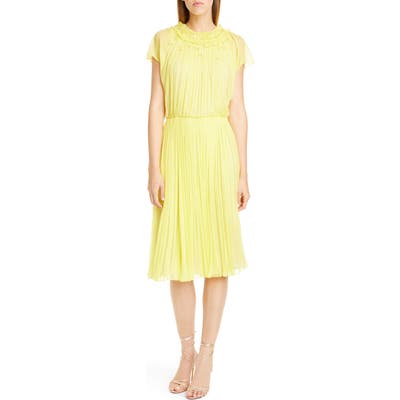 Jason Wu Collection Embellished Crinkle Silk Chiffon Dress, Yellow