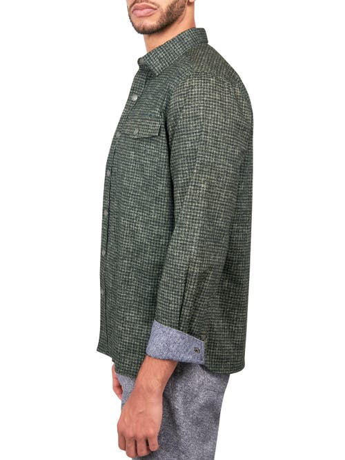 Brooklyn Brigade Dot Geo Cotton Stretch Shirt Jacket In Green