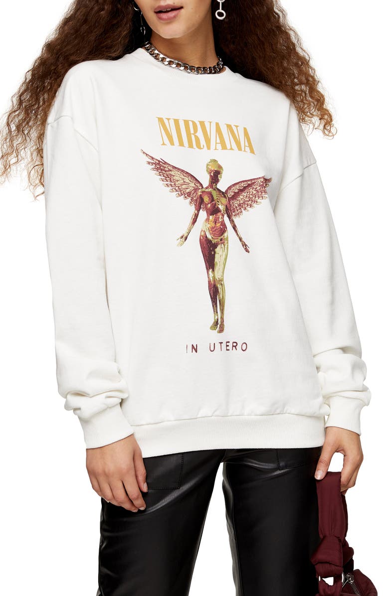 Topshop Nirvana Sweatshirt, Main, color, 