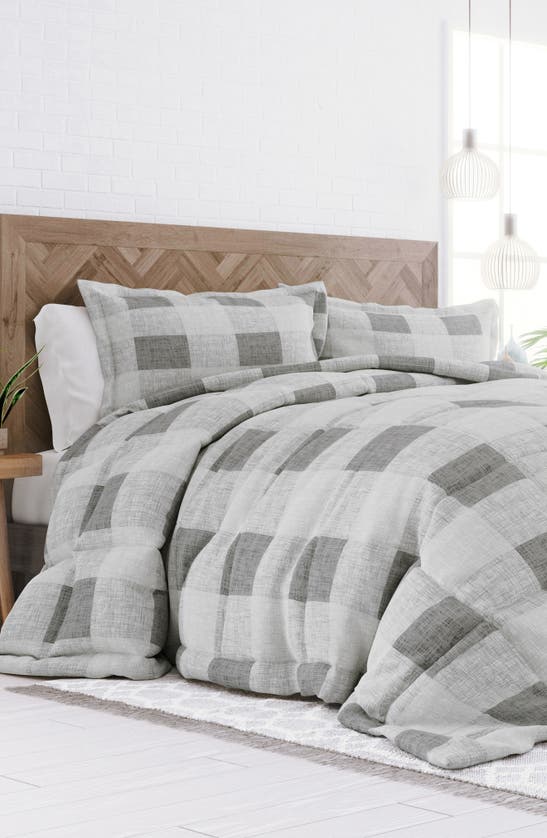 Homespun Gray Plaid Premium Microfiber Comforter Set In Gray