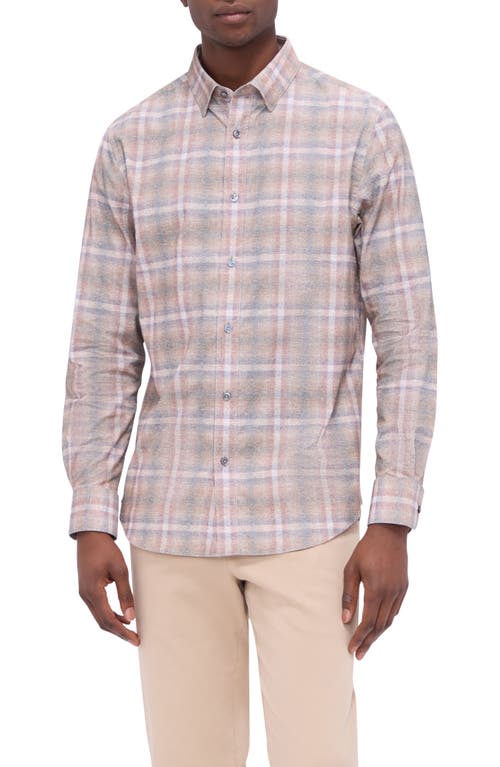 Shop Bugatchi Karl Shaped Fit Windowpane Check Stretch Button-up Shirt In Dusty Rose