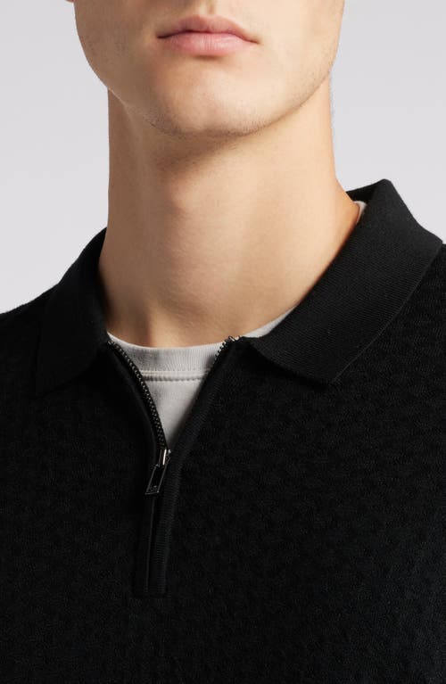 EMPORIO ARMANI EMPORIO ARMANI TEXTURED WOOL QUARTER ZIP SWEATER 