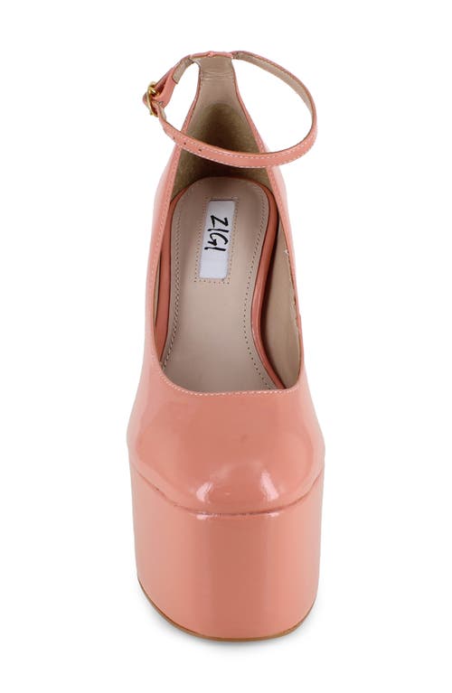 Zigi Nikole Ankle Strap Platform Pump In Sand Patent