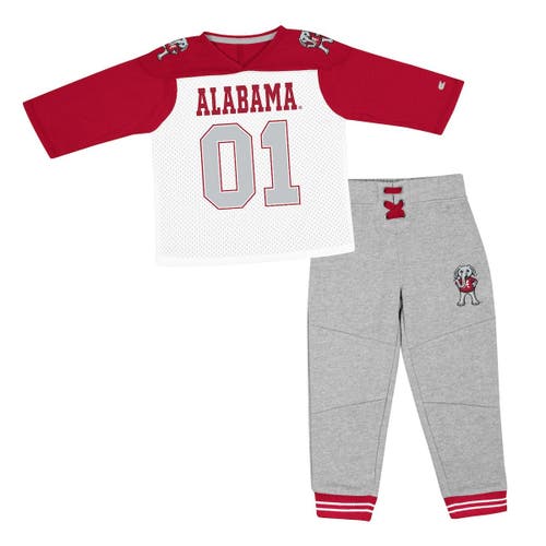 Toddler Colosseum Crimson/Heather Gray Alabama Crimson Tide Jingtinglers Football V-Neck Jersey T-Shirt & Pants Set