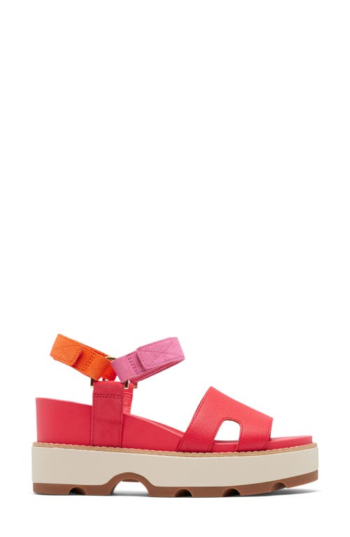 Shop Sorel Joanie Iv Ankle Strap Platform Wedge Sandal In Red Glo/honey White