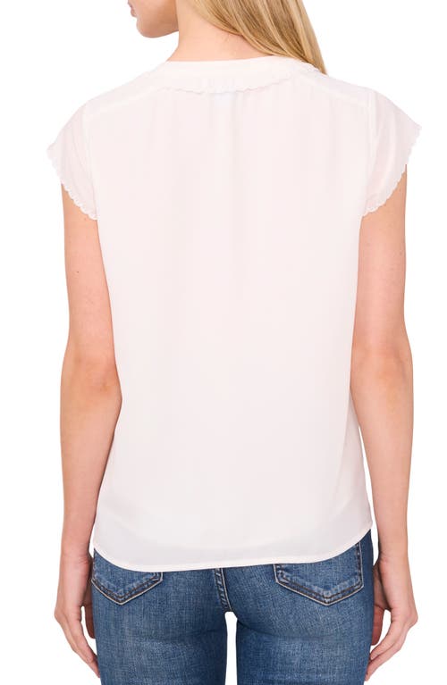 Cece Women's Scalloped Cap Sleeve Blouse In New Ivory