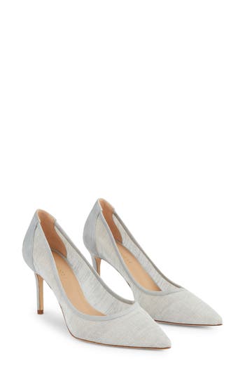 Lk Bennett Meagan Leather-trim Pump In Pale Blue