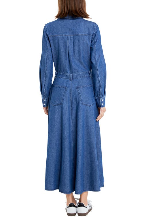 Shop Grey Lab Long Sleeve Maxi Denim Shirtdress In Blue