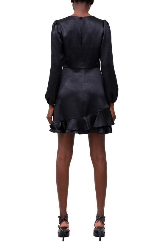 Shop French Connection Denney Long Sleeve Satin Cocktail Dress In Black