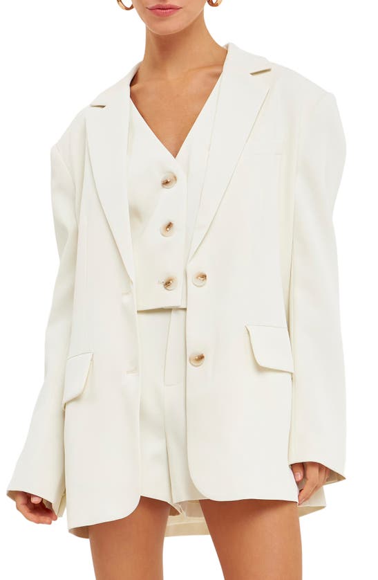 Endless Rose Buttery Oversize Blazer In Cream