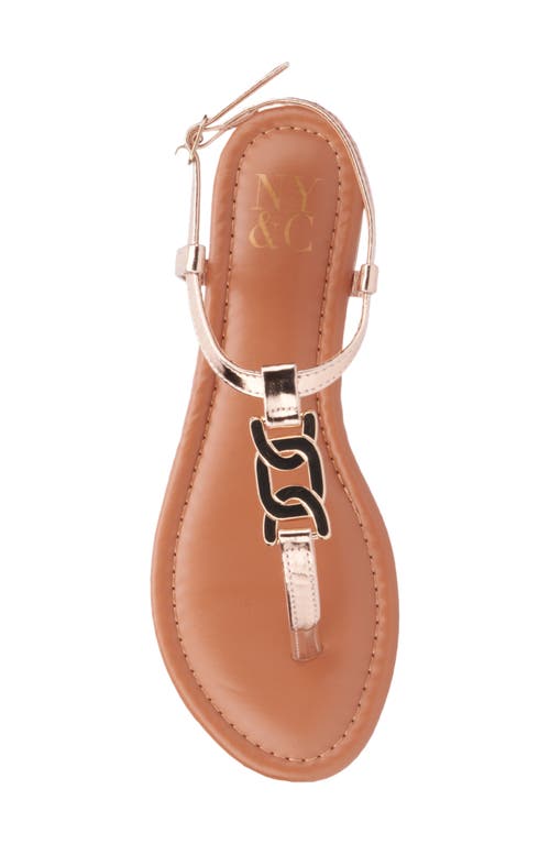New York And Company Kaia T-strap Sandal In Rose Gold