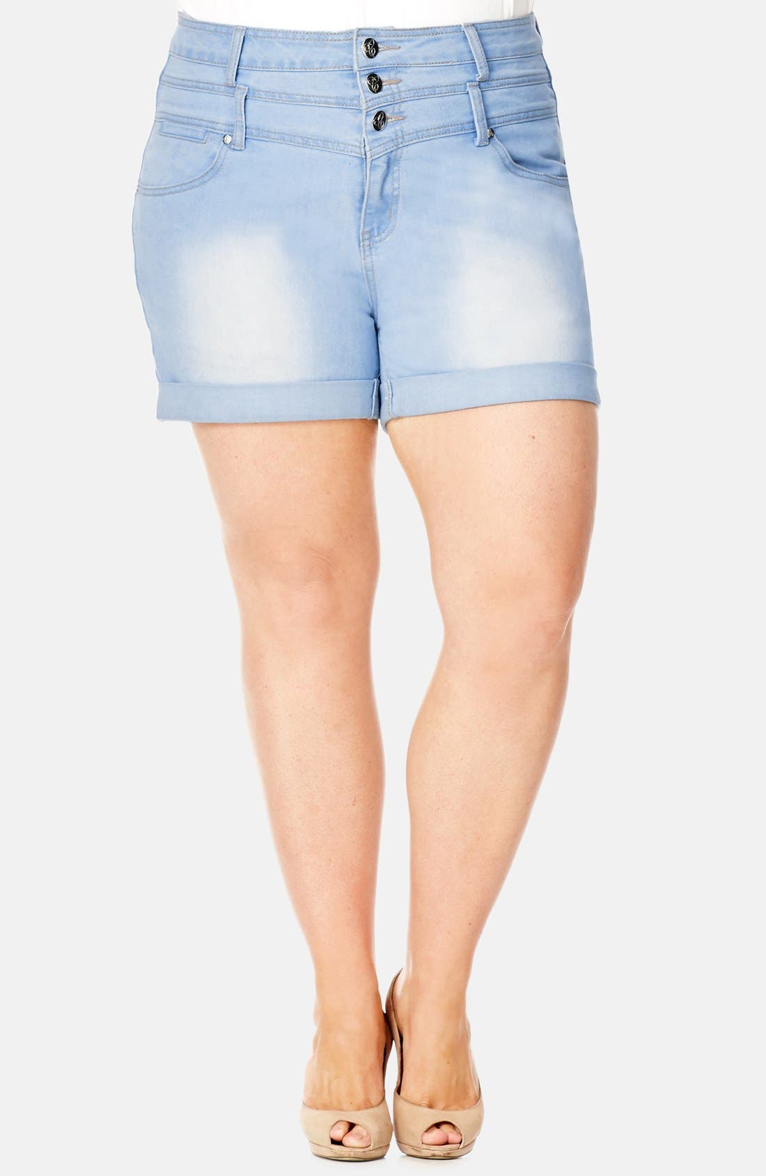 City Chic 'Hi Waist' Stretch Denim Shorts (Plus Size) Nordstrom