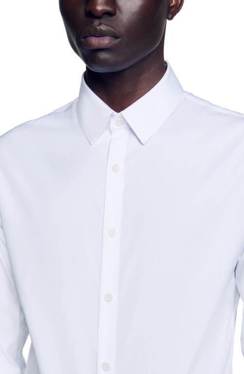 Shop Sandro Fitted Stretch Cotton Shirt In White