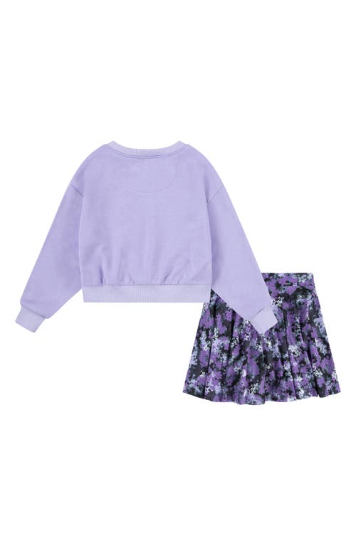 Shop Nike Dri-fit Graphic Sweatshirt & Skort Set In Purple/black