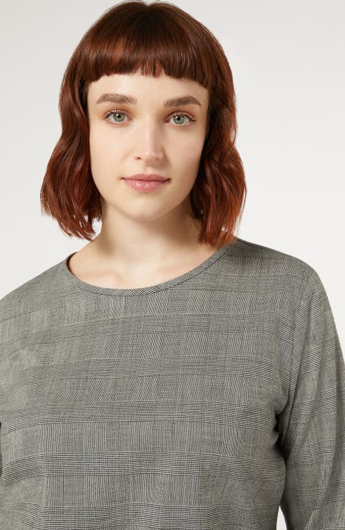MARINA RINALDI MARINA RINALDI UBERTA POW CHECK LONG SLEEVE VIRGIN WOOL BLEND TOP 