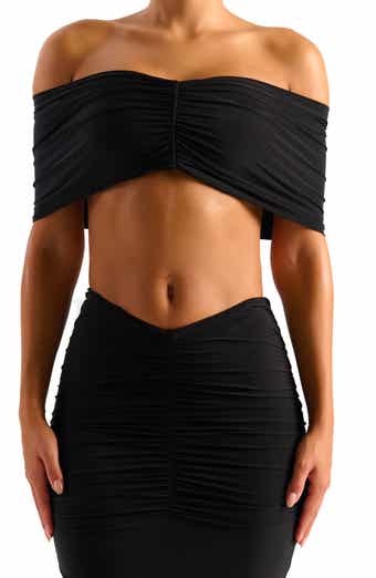 Black Snatched Rib High Neck Top