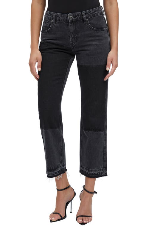 Marlowe Patch Denim Crop Jeans in Black