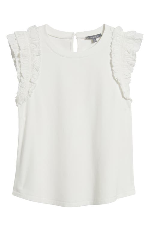 Wit & Wisdom Ruffle Sleeve Top In Off White