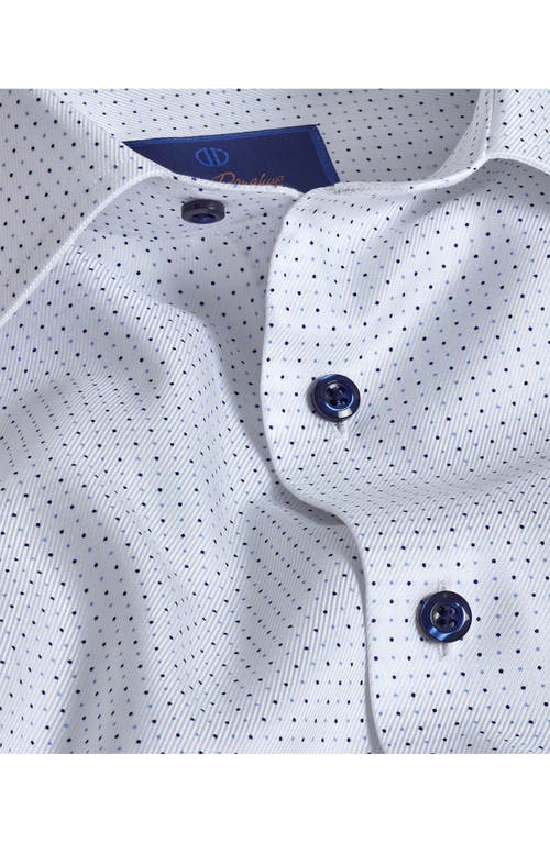 Shop David Donahue Slim Fit Dot Cotton Dress Shirt In White/blue