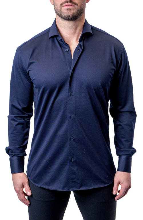 Maceoo Fibonacci Button-Up Shirt in Blue 