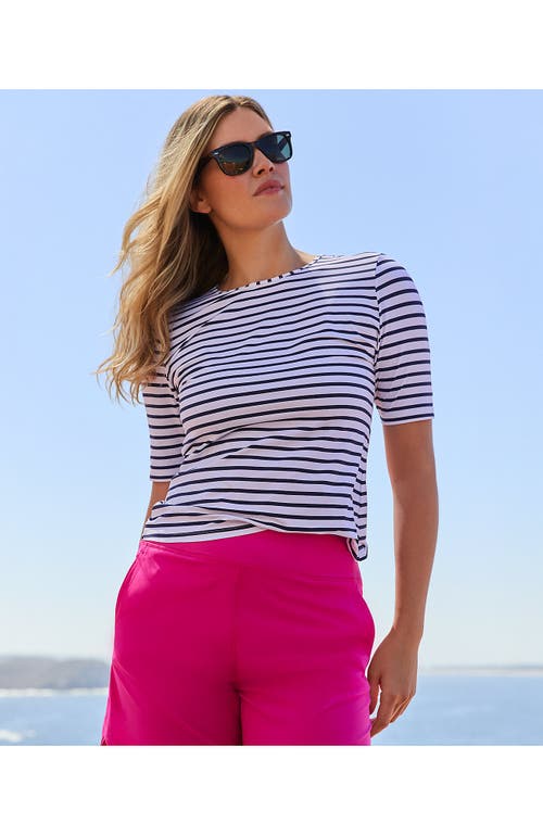 Lands' End Elbow Sleeve Relaxed Upf 50 Rash Guard In White
