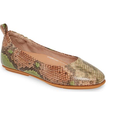 Fitflop Allegro Snake Print Ballet Flat- Green