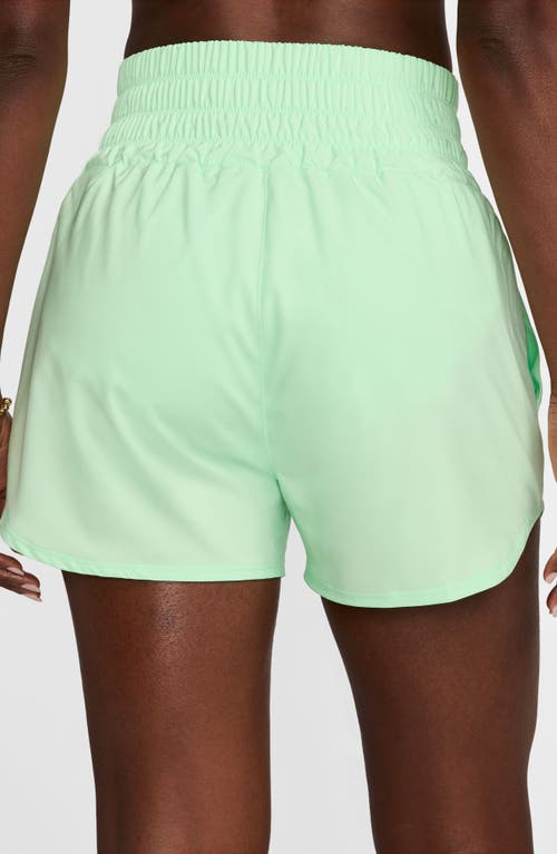 Shop Nike Dri-fit Ultrahigh Waist 3-inch Brief Lined Shorts In Vapor Green/reflective Silv