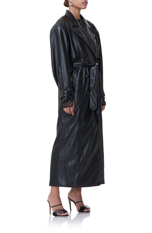 Shop Afrm Saint Faux Leather Trench Coat In Noir Pu