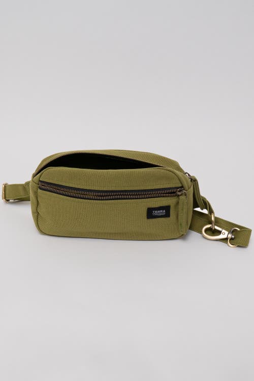 Shop Terra Thread Organic Cotton Sling Belt Bag In Olive Green