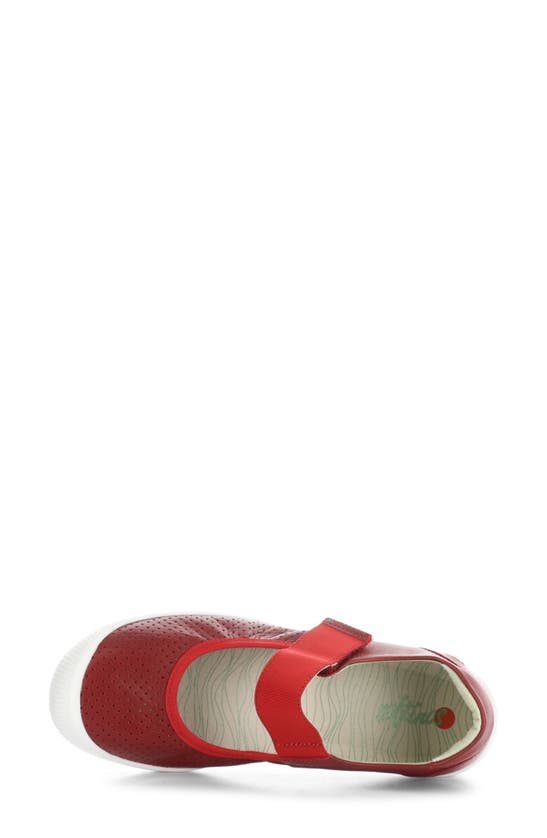 Shop Softinos By Fly London Iglu Mary Jane Flat In Red Smooth Leather