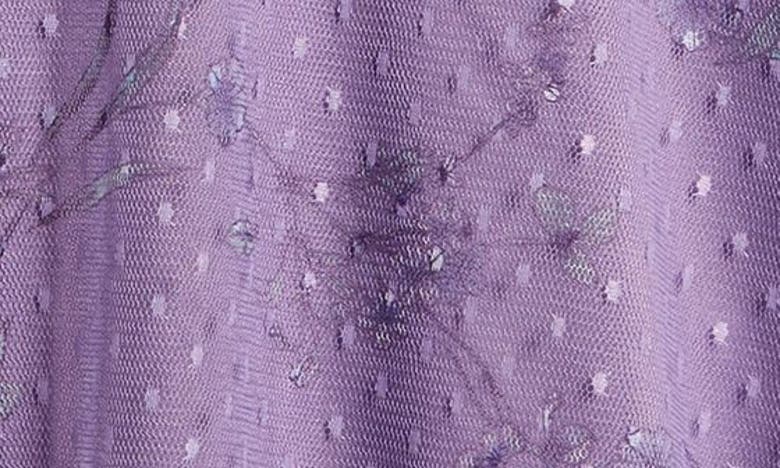 Ava & Yelly Kids' Floral Print Swiss Dot Mesh Dress In Lilac