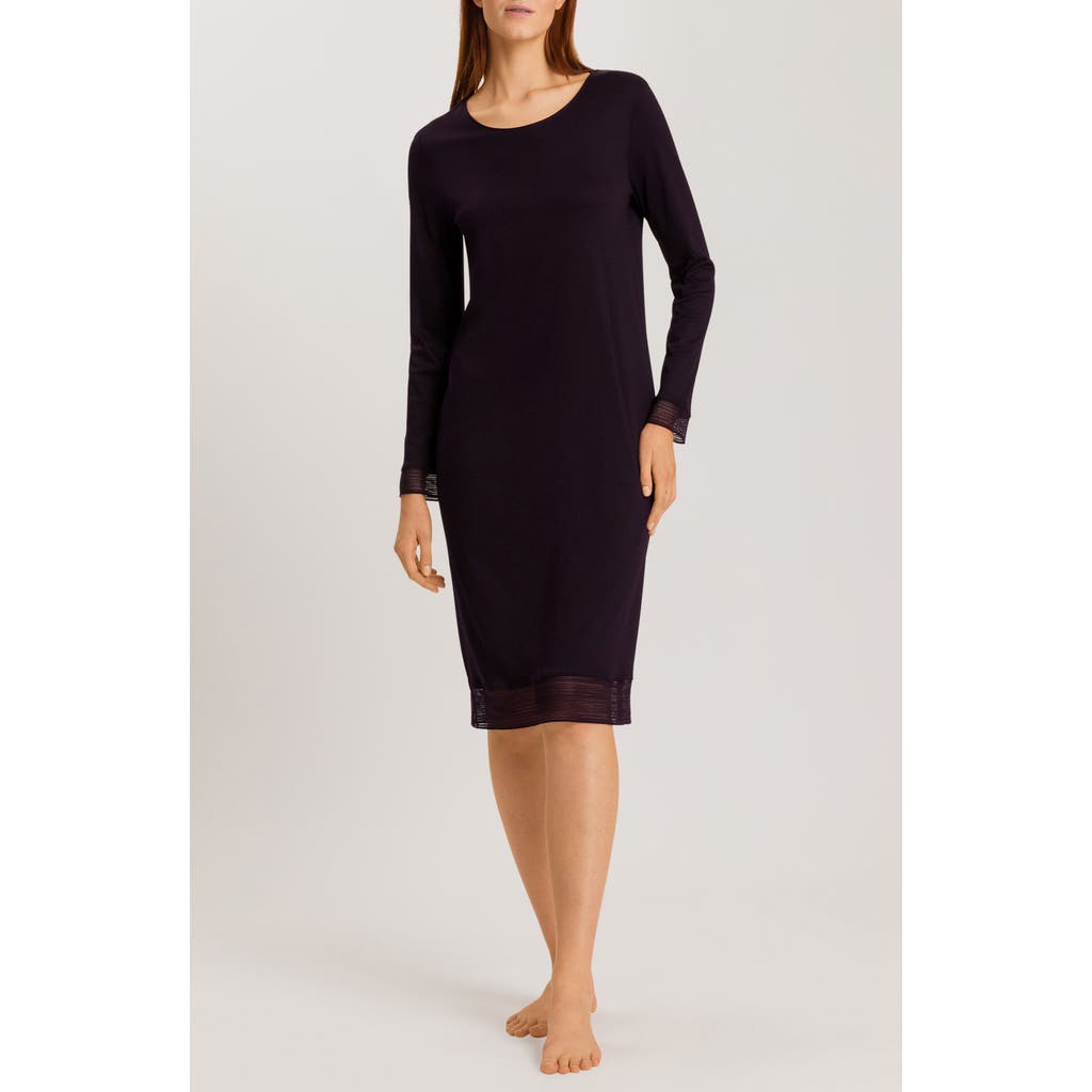 HANRO HANRO SOPHIE LONG SLEEVE MERCERIZED COTTON NIGHTGOWN