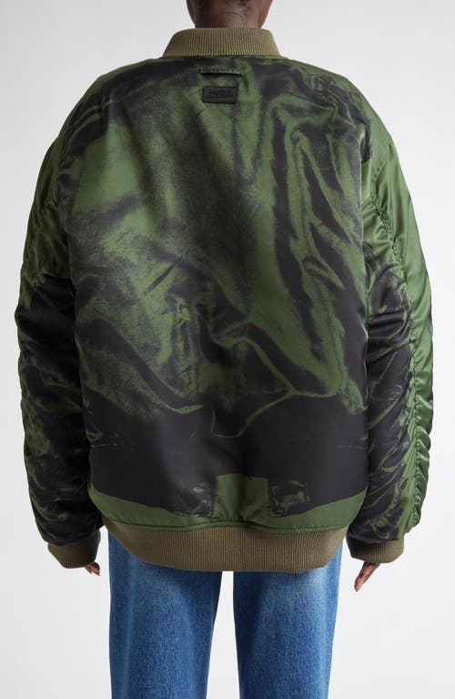 Shop Jean Paul Gaultier Trompe L'oeil Jacket Print Nylon Bomber Jacket In Khaki/black