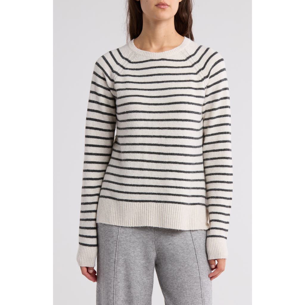 Caslon ® Raglan Sleeve Sweater In Beige- Grey Nora Stripe