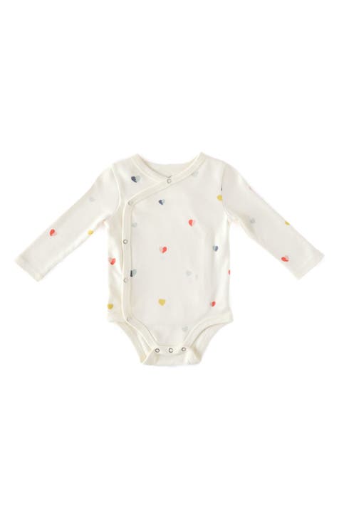Heart Print Long Sleeve Organic Cotton Bodysuit (Baby)