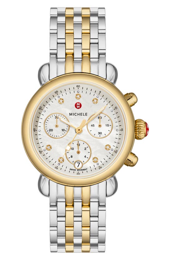 Michele Csx Two-tone Diamond Bracelet Watch, 36mm In Gold