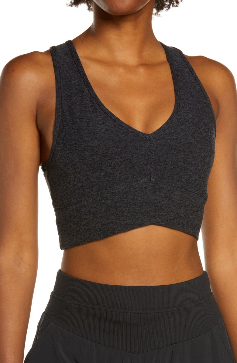 ZELLA Restore Soft Cross Band Sports Bra, Main, color, BLACK