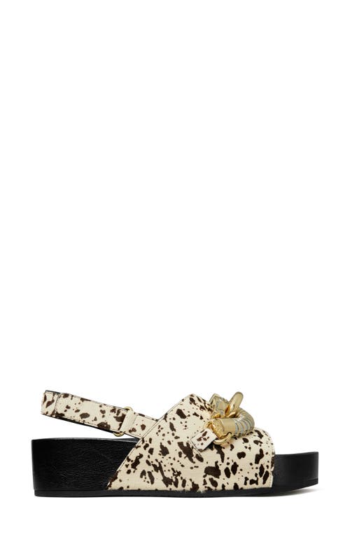 Tory Burch Jessa Genuine Calf Hair Slingback Platform Sandal In Cow Print / Black