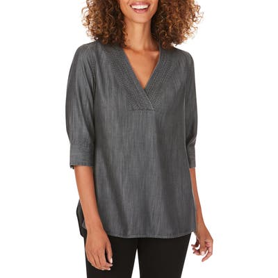 Foxcroft Vaughn Tunic Top, Grey