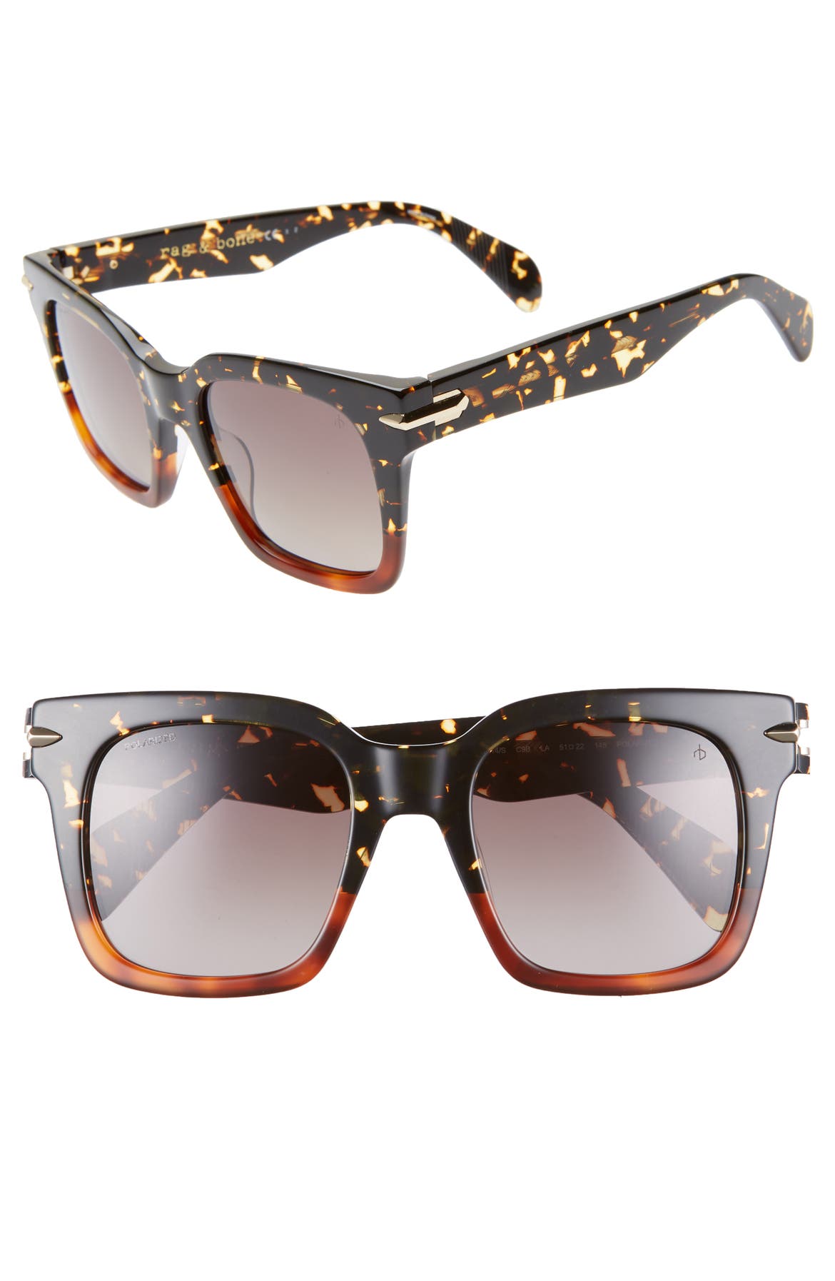 rag & bone 51mm Polarized Gradient Square Sunglasses | Nordstrom