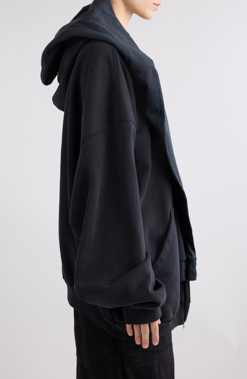 Shop Balenciaga Unity Sports Icon Incognito Oversize Zip-up Hoodie In 4372 Ink/white