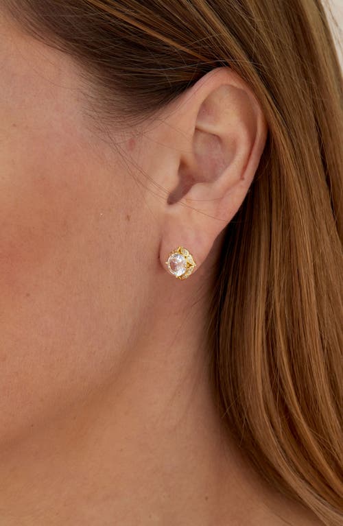 Savvy Cie Jewels Cubic Zirconia Stud Earrings In Gold